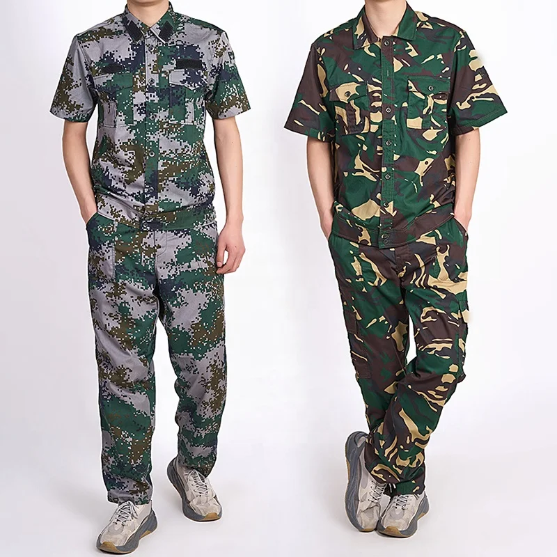 Camo Tactical BDU Uniform Combat Suit Military Short Sleeve Shirt Jacket Coat And Tactical Cargo Pants Set Army Uniform Military