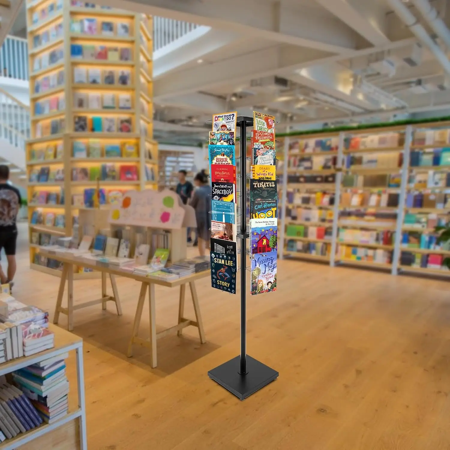 36 Metal Wire Pockets Floor Standing Magazine Display Rack