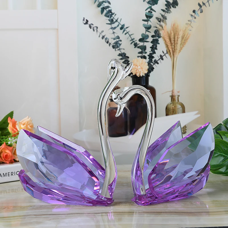 Handmade wedding souvenir crystal lovers swans