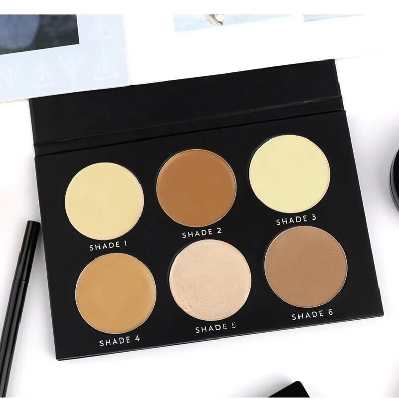 Bronzer Glow Highlighter Contour Palette Pressed Powder Palette OEM Private Label 6 Shades Mixed Kit Highlighter Face Makeup