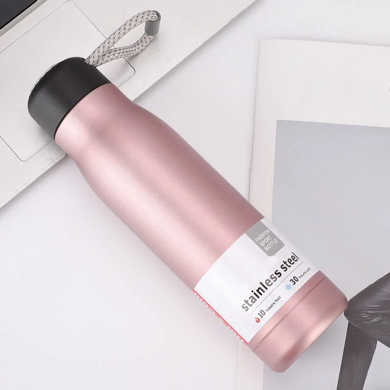 Straight drinking cup with rope Insulated Stainless Steel Sublimation cup festival slim vacuum travel mug gift water bottle