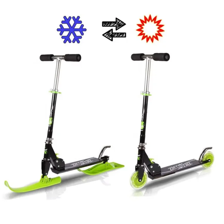 Hot Sale 2 in 1 Skateboard wheels switch snow scooter 2-wheel Winter Snow Ski Sledge for kids