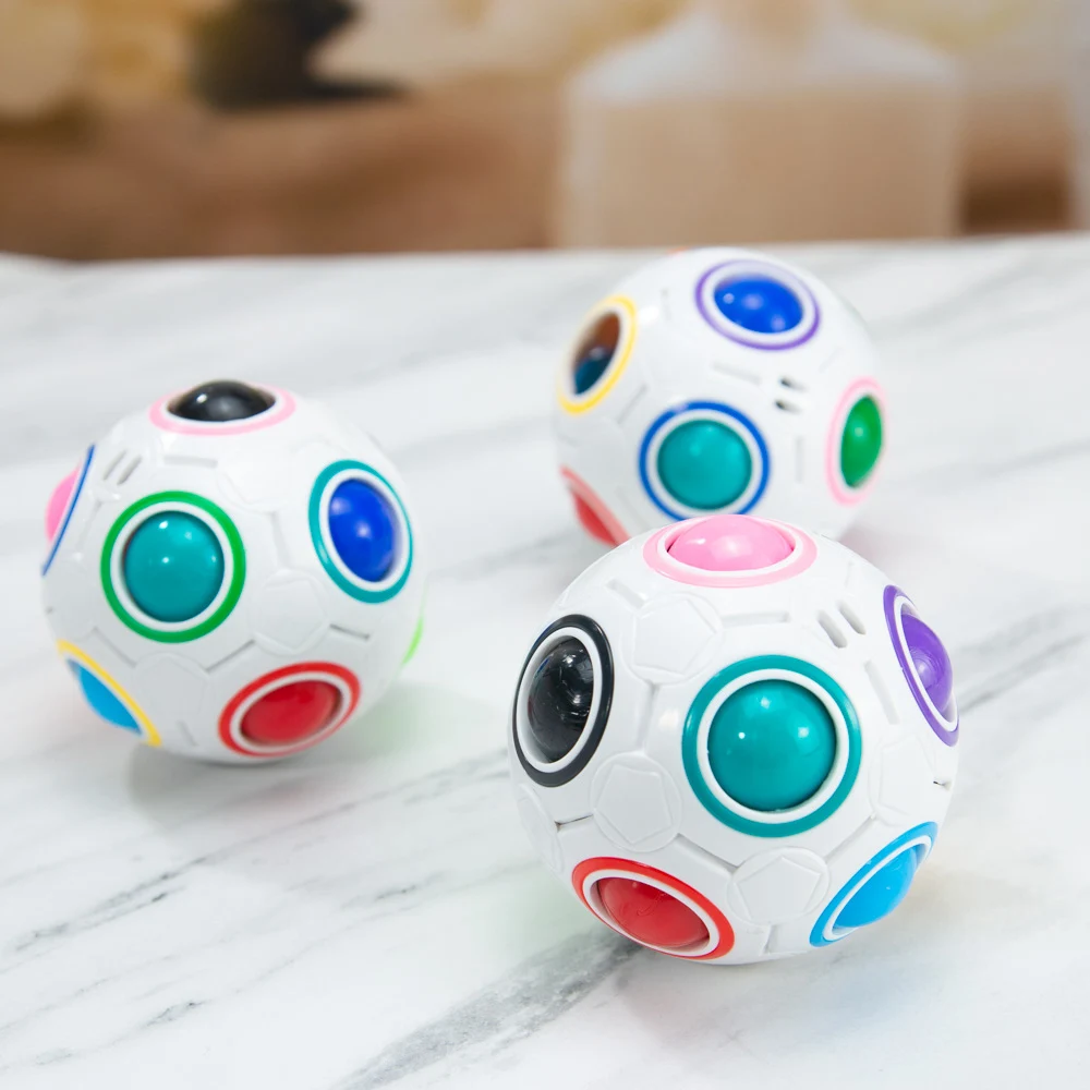 Wholesale 3D Magic Rainbow Spinner Puzzle Ball Luminous Pops Fidget Toy Speed Cube Balls Push Adults Unzip Educational Toys
