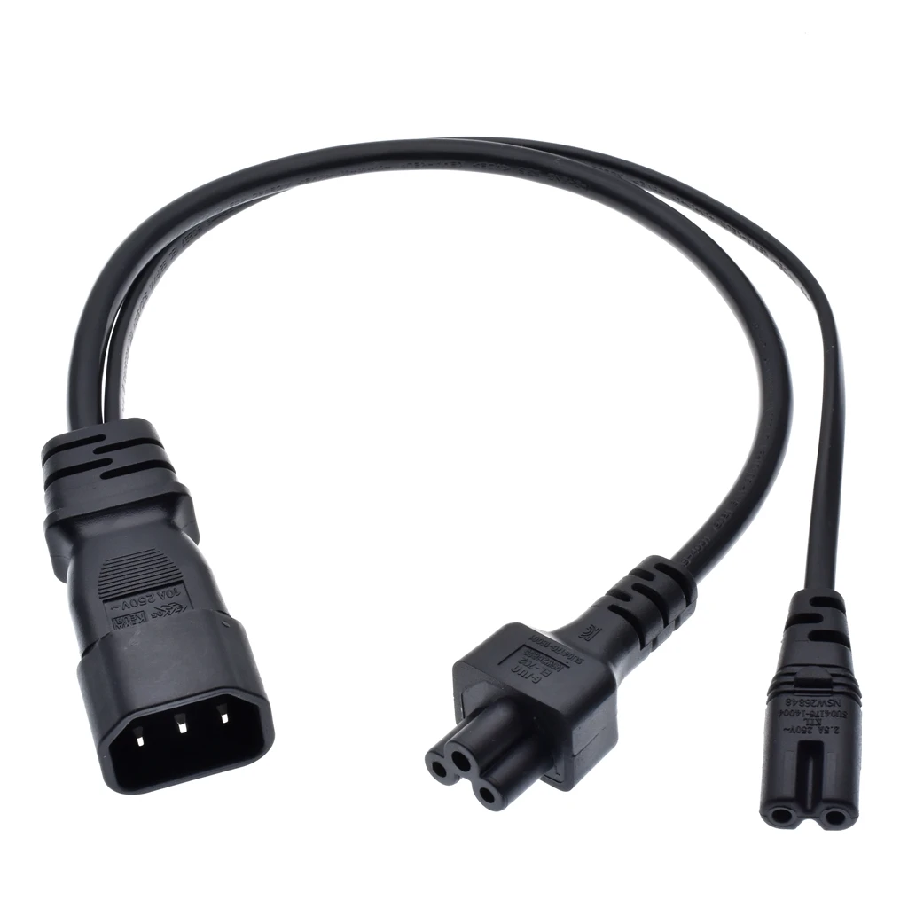 Типа Y сплиттер шнур питания IEC320 C14 Разъем 3-контактный Мужской Силовой кабель Шнур адаптер переменного тока для C7 +