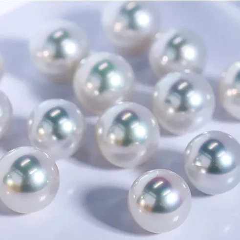
12mm White Color Bright Light Round Shape Natural DIY Seawater Loose Pearls for Necklace 