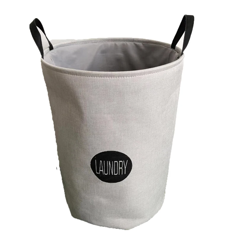 Folding Waterproof Fabric Cotton Canvas Laundry Baskets With Handle For Dirty Clothes Sundries
