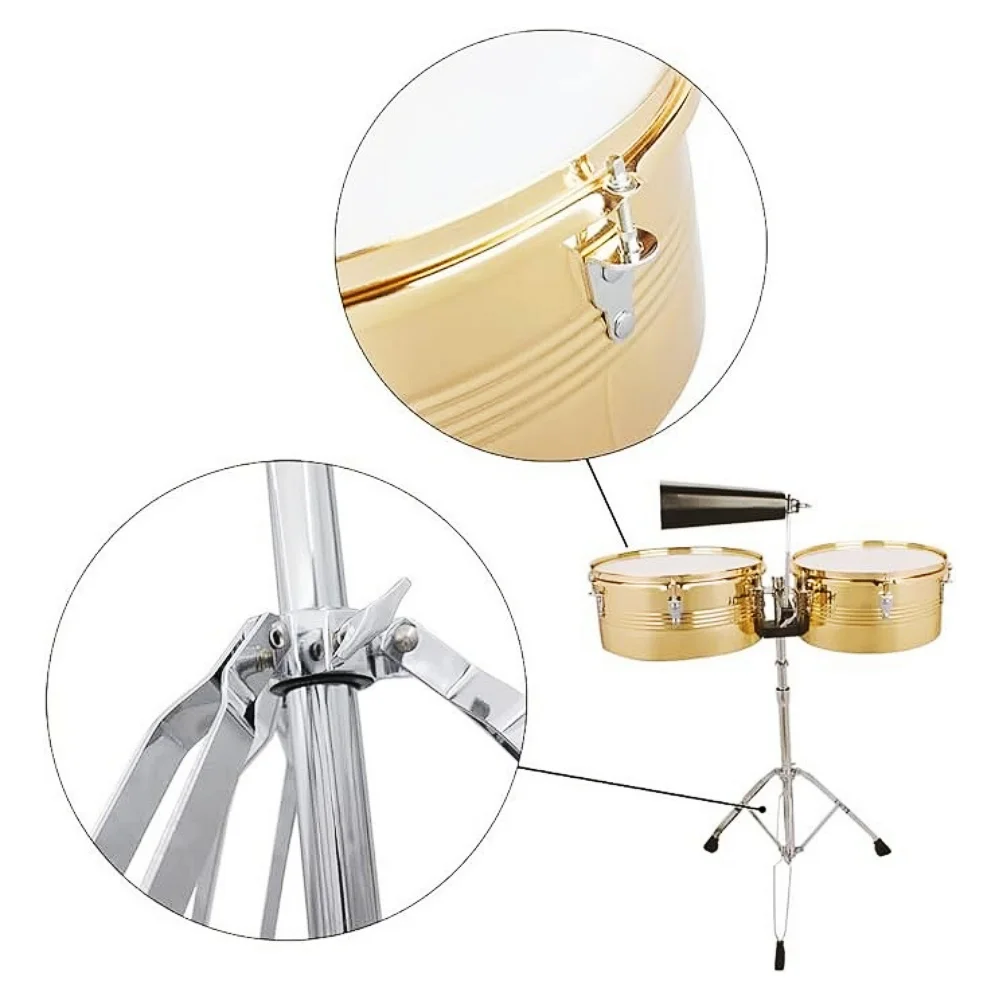 JELO AY-TB20 Professional Timbales Percussion Drums Kit 13 14 Inch Classic Finish Outstanding Tone Strong Durability Full