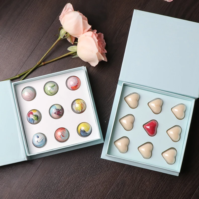 9pcs chocolate heart round empty paper cardboard box chocolate heart gift box packaging luxury box give away cardboard for gift