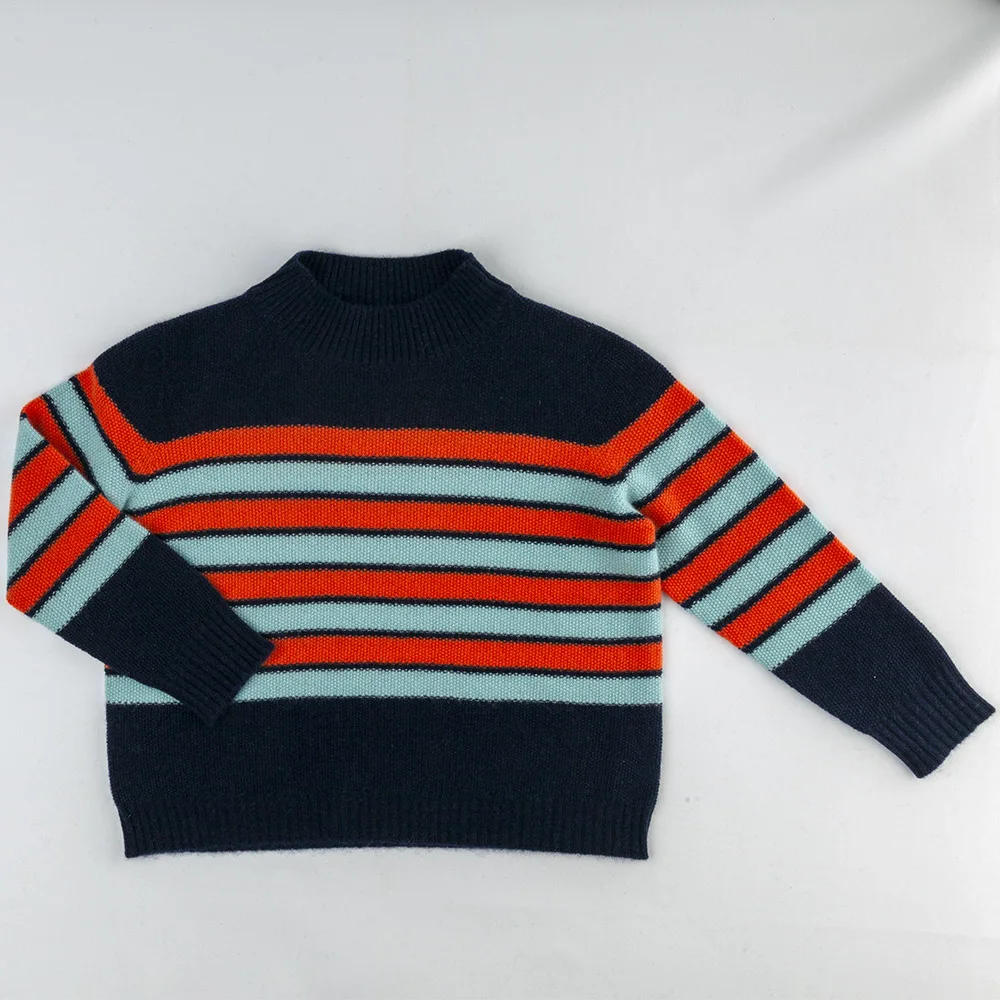 2024 New Style Fashion toddler baby Boy Warm knitted Sweaters Kids Striped Knitwear