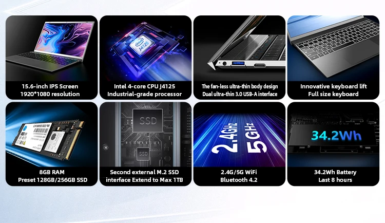 8gb ram WIN 10 pro computer cpu processors 15.6 inch desktop 128gb storage notebook  professional  laptops computers