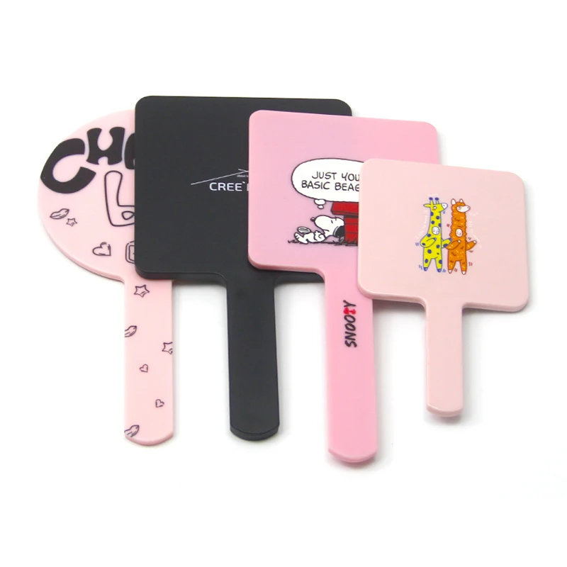 New Arrival Custom Logo Portable Heart Shape Handheld Makeup Mirror Glitter Cute Small Pocket Beauty Vanity Mirror With Handle