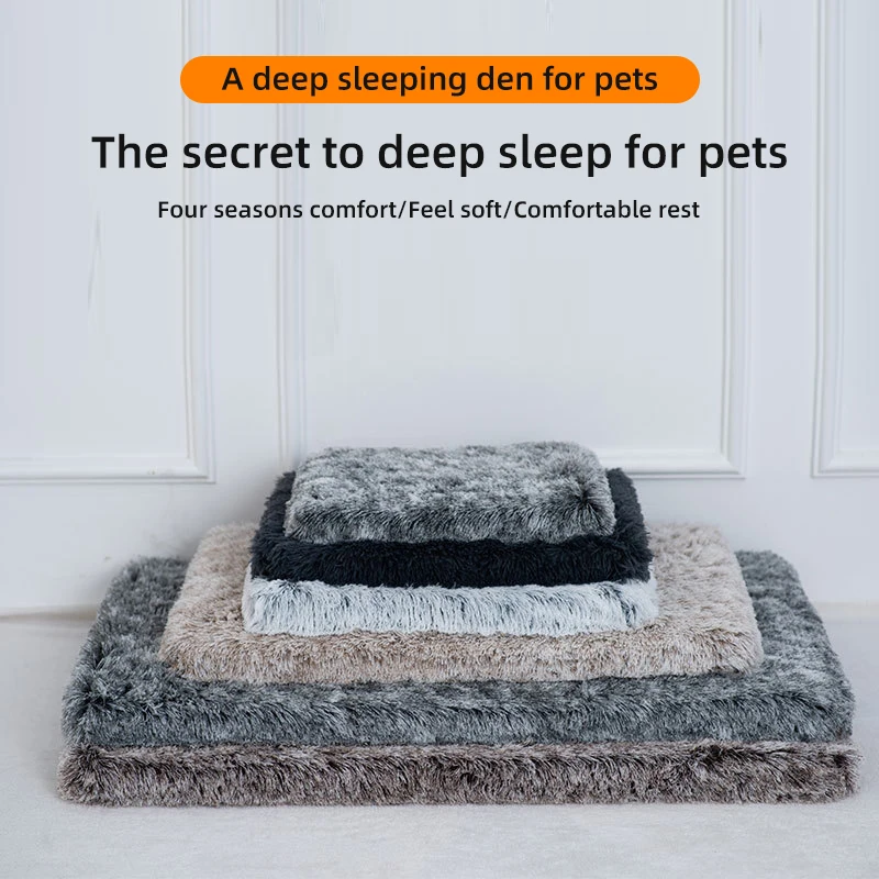 Plush Faux Fur Pet Cushion Memory Foam Dog Kennel Cat Four Season Mat Washable Removable Waterproof Customized Logo Picture 1pc