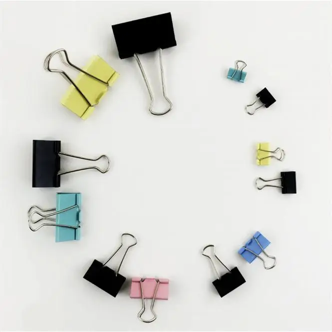 Custom Logo Paper Binder Clips Stationery Metal Colorful Binder Clips For Home School Office