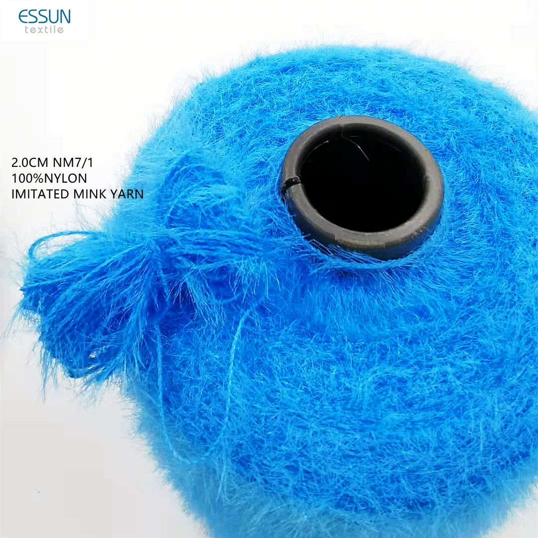 
Imitated Mink Yarn 0.7CM 1.3CM 2.0CM 4.0CM 100% Nylon Straight Hair Feather Fancy Yarn for Circular Knitting Fabric 