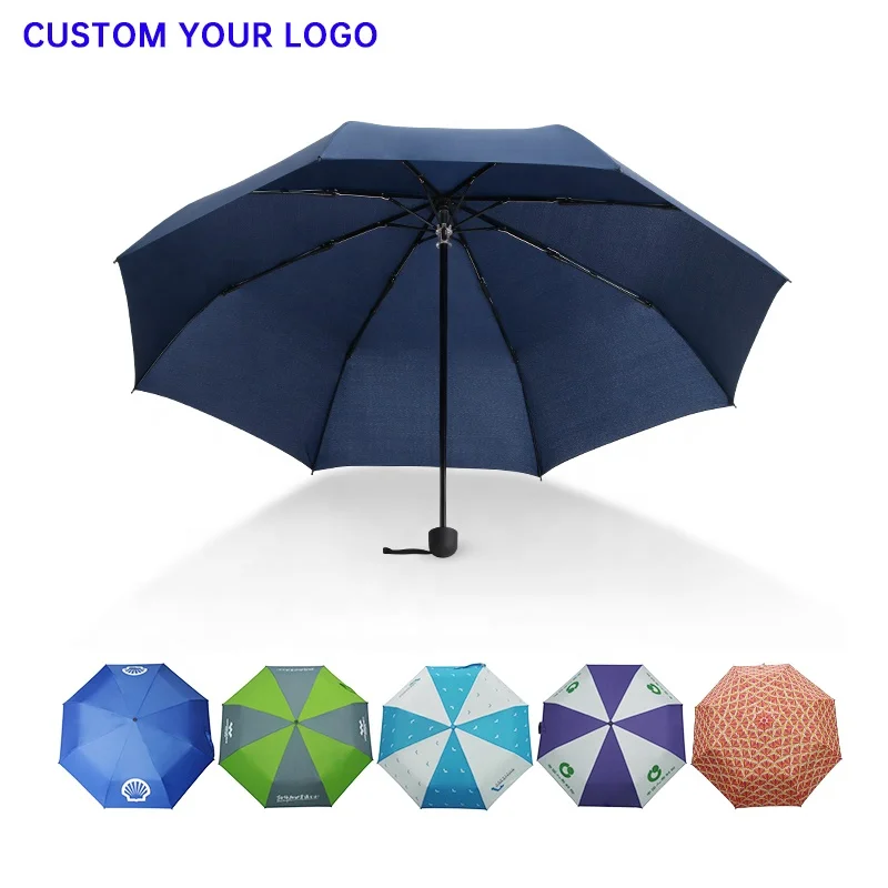 custom 21inch folding windproof compact travel umbrella manual open fold umbrellas with logo print