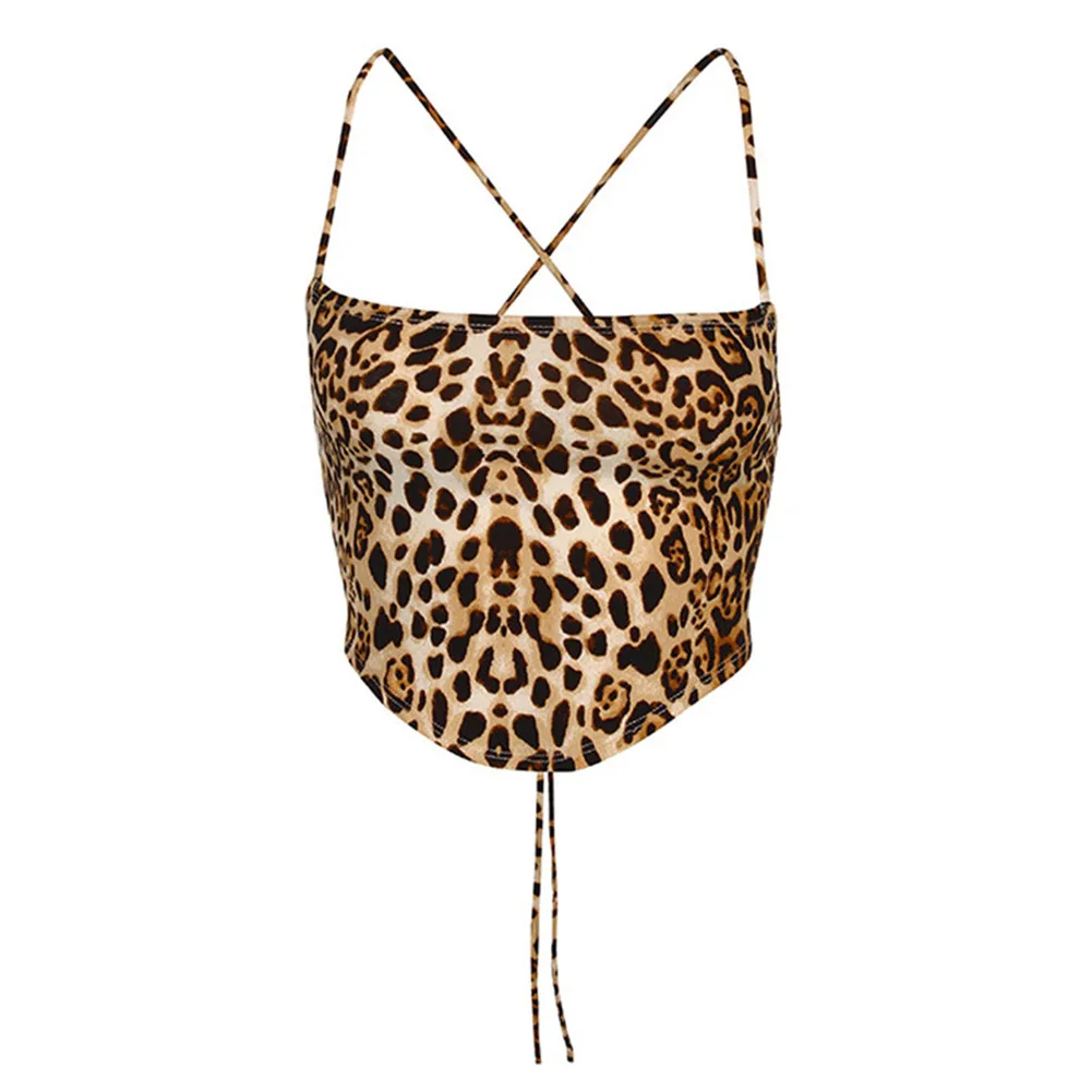 
New trendy bottoming top sexy leopard print lace-up hollow strapless tube top women Summer Sexy New Design Sling vest 