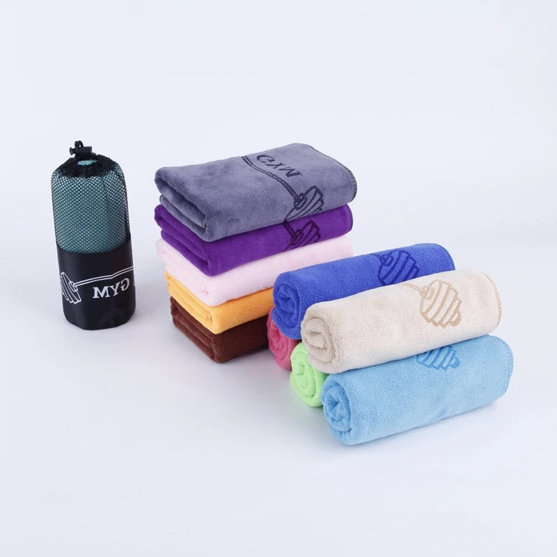 China manufacturer Microfiber Sports Gym Towel With Custom Logo Coral Fleece hand and hair drying towel Yoga towels 400gsm