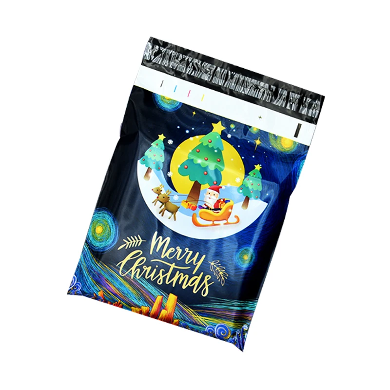 wholesale compostable paper courier bag making machine wholesale Christmas pattern courier delivery bag for shipping clothing