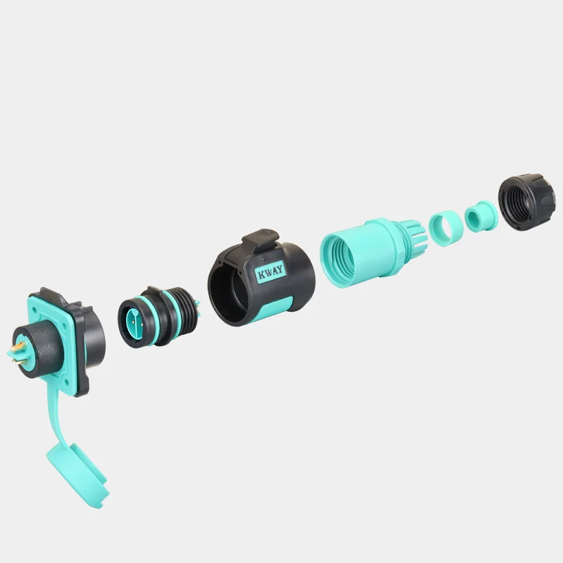 Quick lock male plug female square panel mounted socket with push press button outdoor IP68 waterproof connector M16