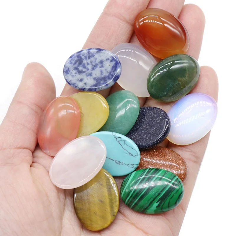 Natural Gemstone 18*25mm elliptical section  no hole oval Cabochon bead patch for ring material