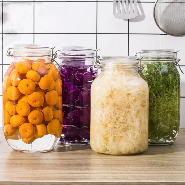 
Best 2L Large Storage Airtight Seal Lock Lid Glass Jar for Kitchen 