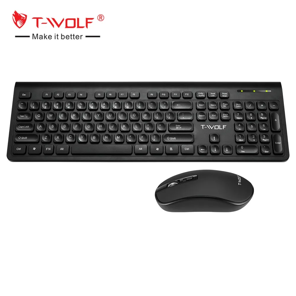 Customized New Product TWOLF Customized SPANISH RUSSIAN keyboard and mouse wireless office keyboard and mouse combo for daily