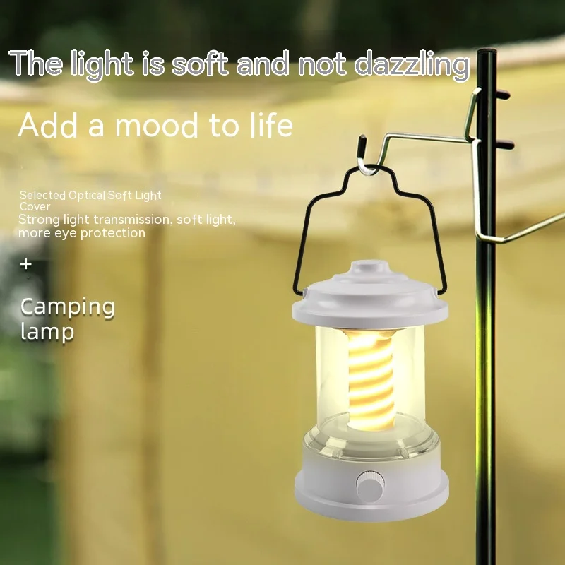 2024 Waterproof New Portable Camping Light Stepless Dimming Outdoor Camping Lamp Type-C Charging Camping Lighting