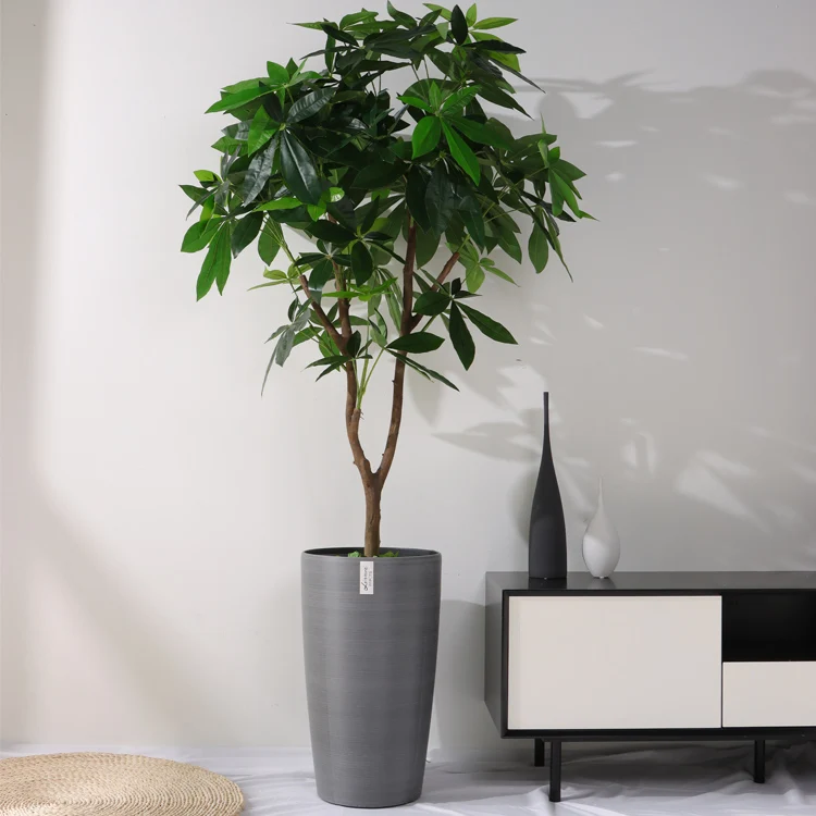 Modern Design Grey Black Color Brushed Indoor Plastic Planter Set Pots For Garden and Flower Outdoor
