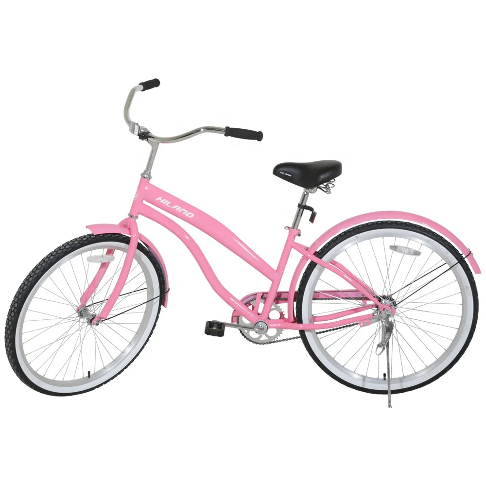 JOYKIE 26 Inch Adult City Bike Pink Beach Cruiser Bicycle for Woman,OEM Lowrider Bike
