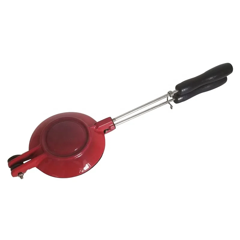Customized Red Enamel Round Cast Iron Pie Iron Jaffle Iron