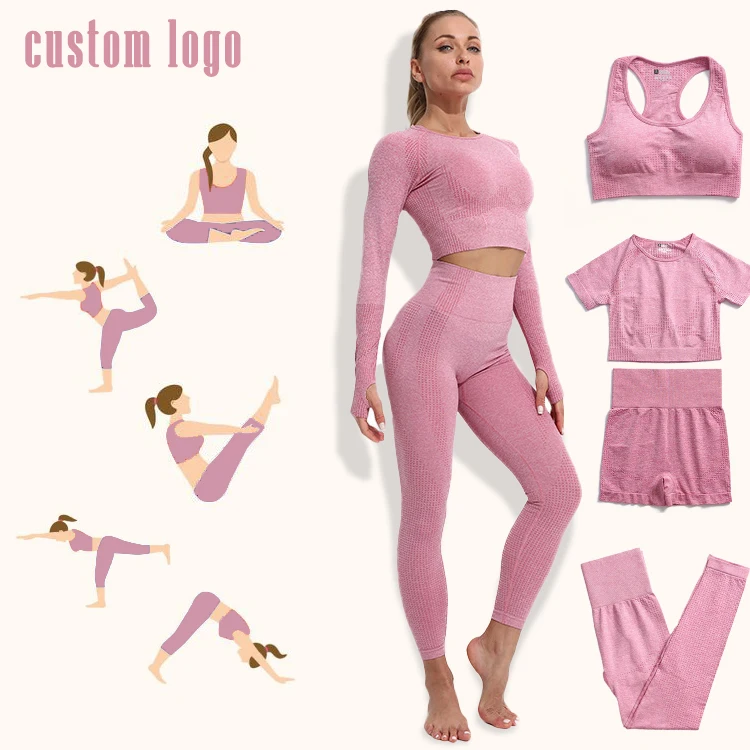 High Waist Women Workout Sportswear Gym Clothing Long Sleeve Sports Suits wear Crop Top Leggings fitness & yoga wear sets