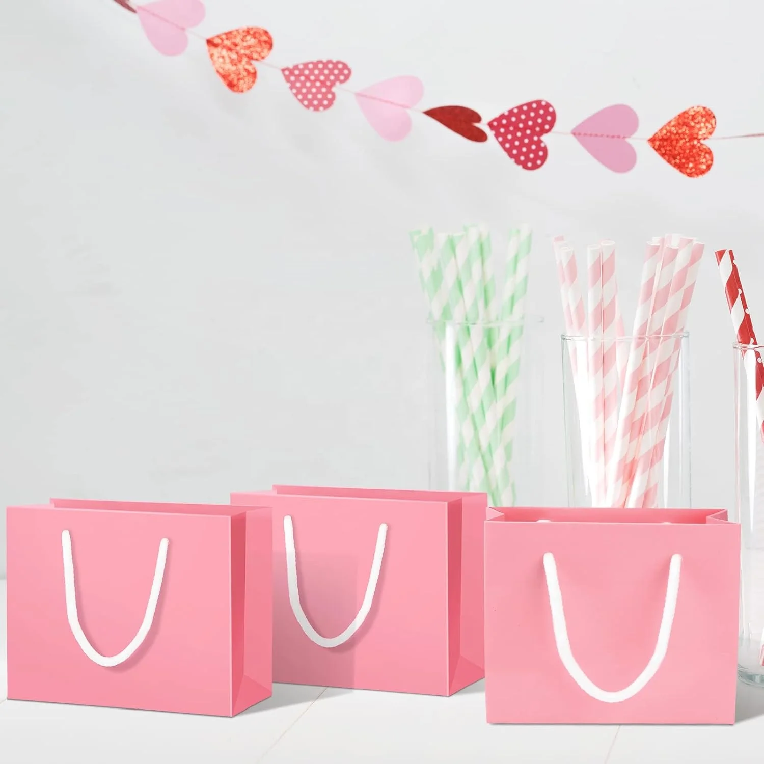 Free Design Customized Kraft Extra Small Gift Wrapping Shopping Paper Bag Favor Cardboard Cheap Pink Bags With Your Own Logo