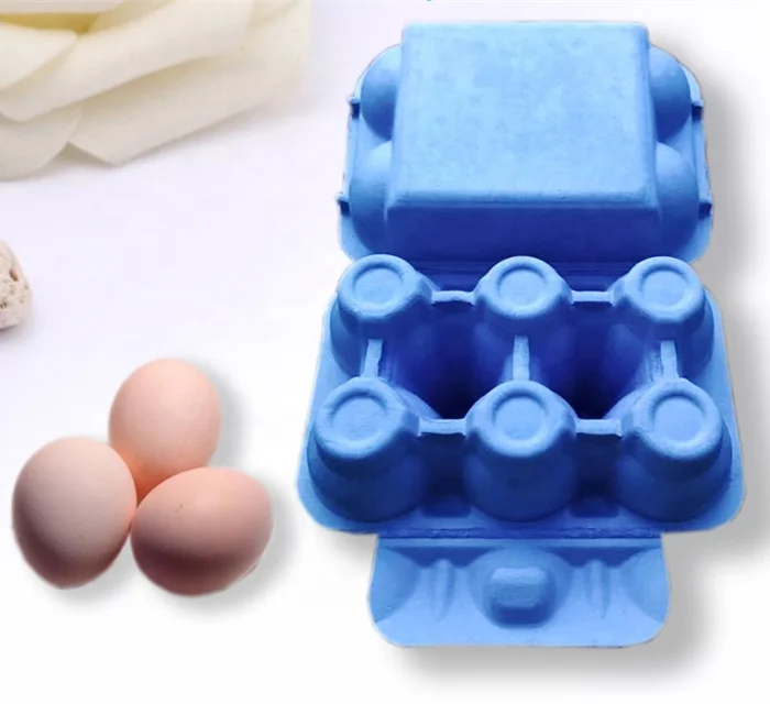 Molded Pulp customized egg carton with lid cardboard egg trays with colorful