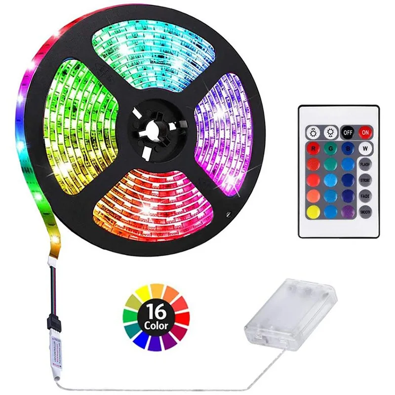 Светодиодная лента 5 в luces led SMD 5050 с батарейным отсеком RGB 0 м 1 2 питанием от батарейки светодиодное украшение