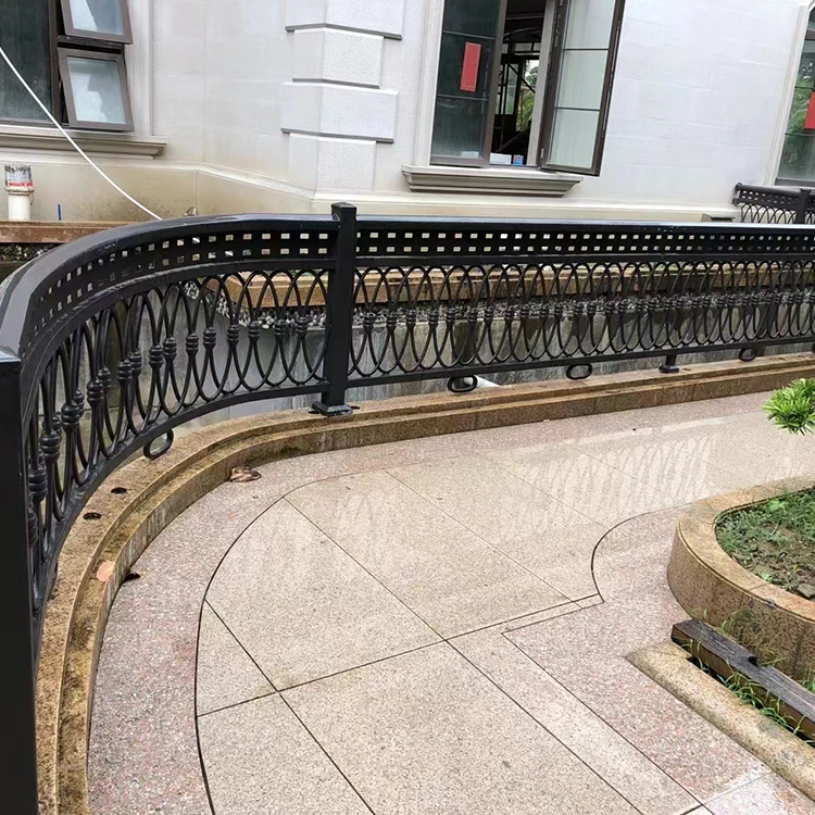 Antique Luxury Villas Wrought Iron Stair Entrance Decorative Interior Curved Stair Railing Metal Balustrade Balcony Design