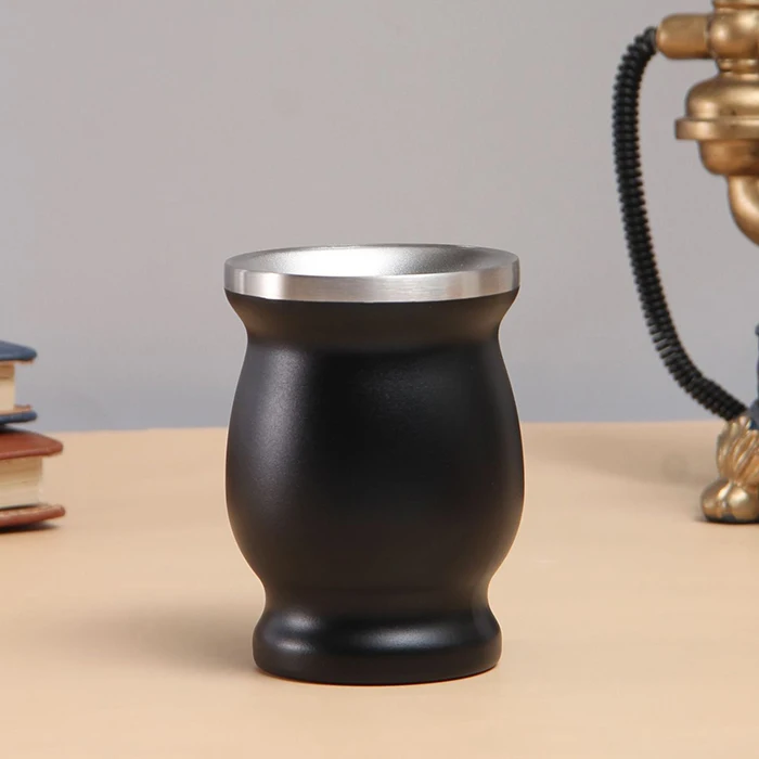 8oz Argentina Mate Gourd Cup Double Wall Stainless Steel Vacuum Insulated Yerba Mate Cup Thermal Tea Mug With Bombilla Straw