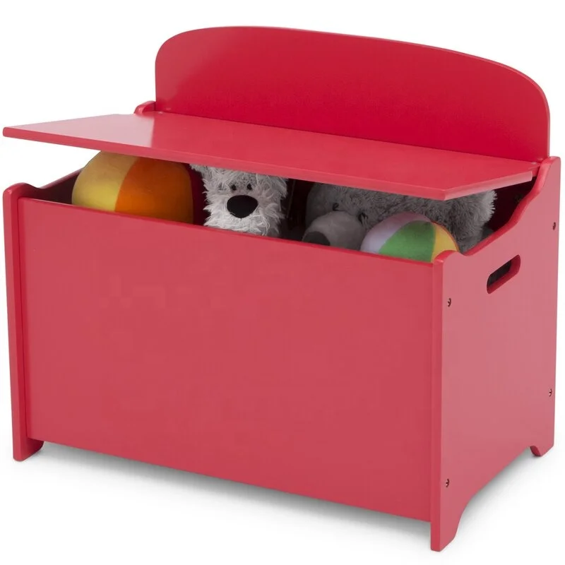 
Tofffy &Friends children wood toy chest storage box in solid color 