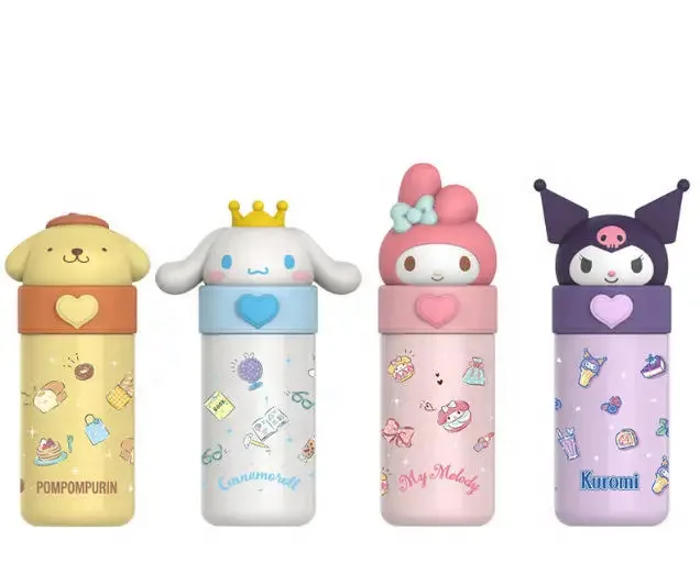 Kids Water Bottles Ruunjoy 350ml Sanrioed Anime Kuromi Melody Cinnamoroll Thermos Mug Cartoon Kawaii Sports Bottle Minimalist