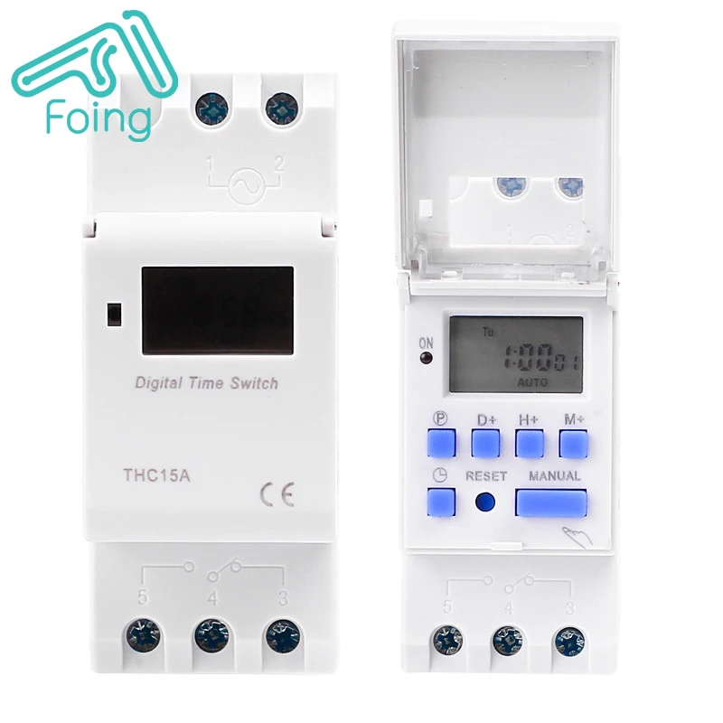 Программируемое Цифровое реле времени на 7 дней на неделю, реле с таймером и креплением на Din-рейку 2P THC15A