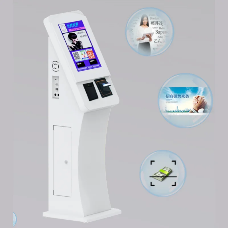 21.5 32 43 inch Android11 Win10 Linux Restaurant Self Order Payment Totems Check In Out Kiosk With Thermal Printer