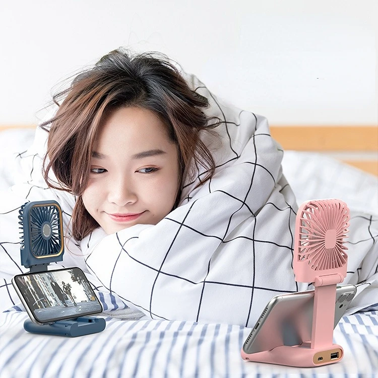 New Creative Portable Mini folding Fan 5 in 1 Phone Holder Handheld & Desk Hanging Neck Fan With Power Bank Function
