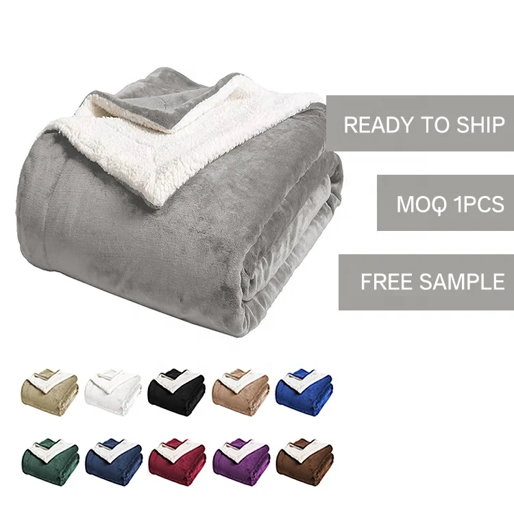China manufacture fleece white plain double ply blanket sherpa blanket for bedroom