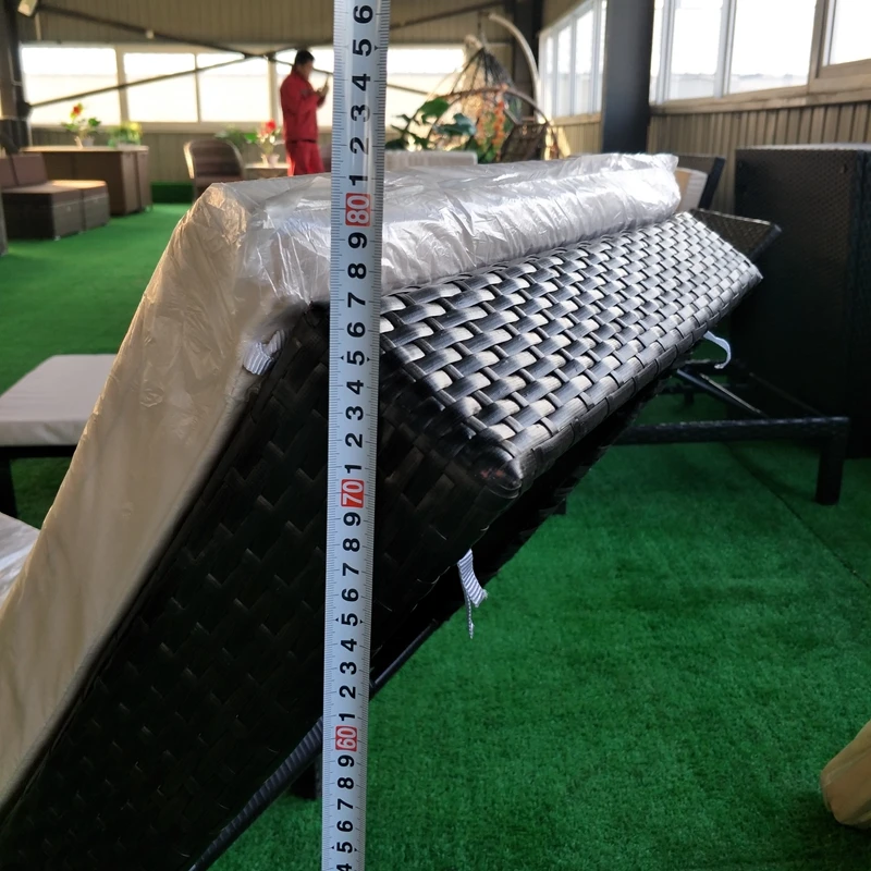 Modern Plastic Chaise Lounge wicker single seat Sun lounger rattan outdoor FOLDING lounge bed
