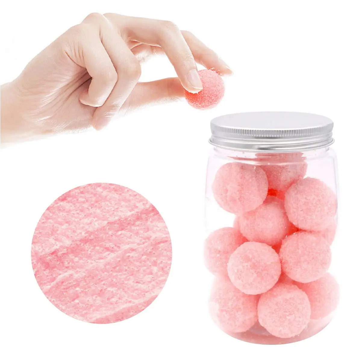 Nasyi Private Label Fast Shipping Natural Organic Fruit Salt Body Scrub Exfoliating Strawberry Candy Ball Scrub Mini Body Care