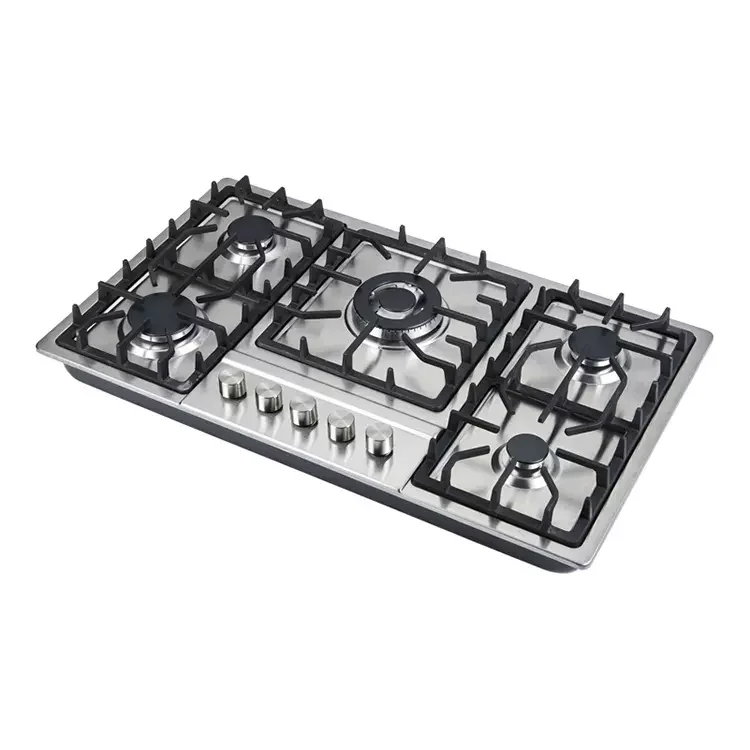 Gas hob for Kitchen Stainless steel 5 burner gas cooker built in stove with safety device Chinese sabaf
