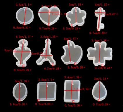 Crystal Epoxy Silicone Fondant Five-leaf Clover Key Heart Shaped Water Drop Pendant Pendant Shape Making Crafts Tools Accessorie