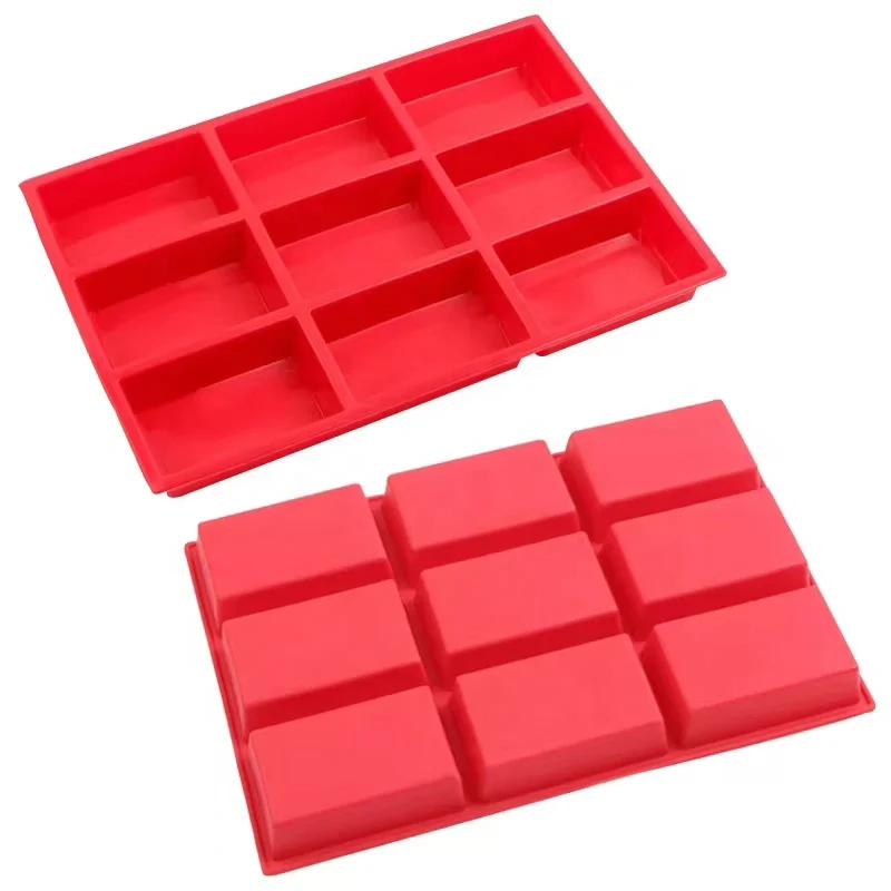 9 Cavity Silicone Rectangle Brownie Baking Soap Bar Making Molds for Cake Creation