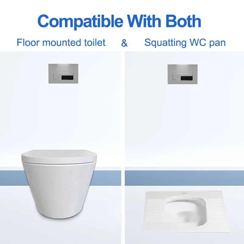 Wall hung wc toilet concealed cistern flush tank press button flush plate control panel quiet energy saving hidden water tank