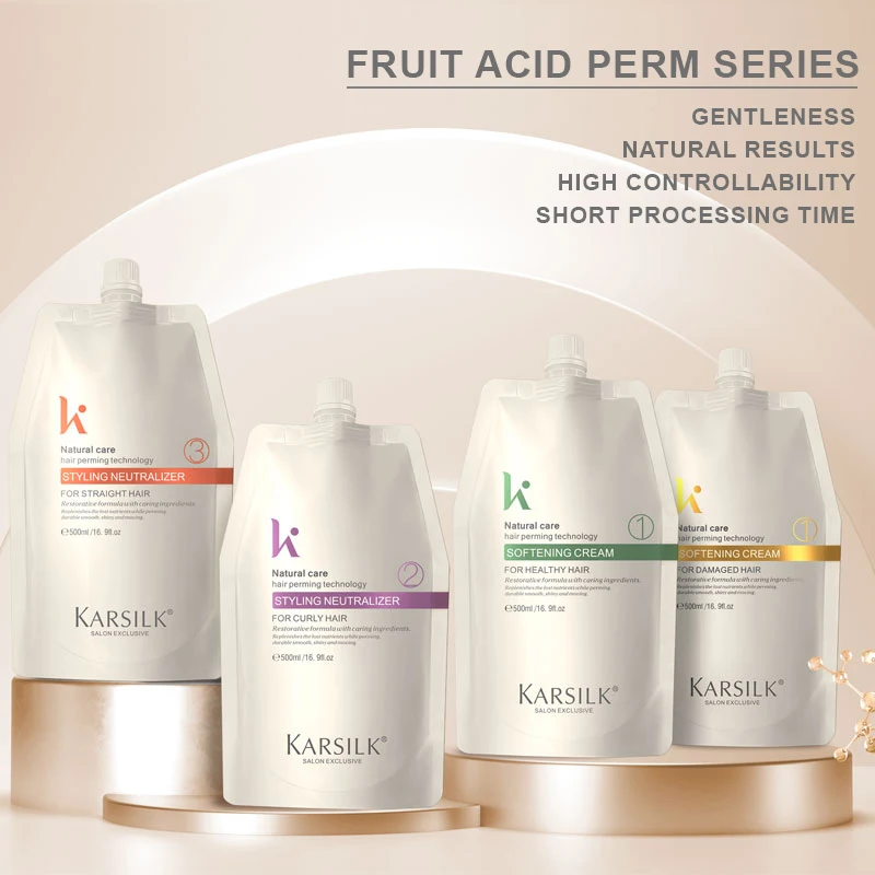 Hot sell Premium keratin and collagen infused hair curly perm set softener & neutralizer for normal to resistant hair