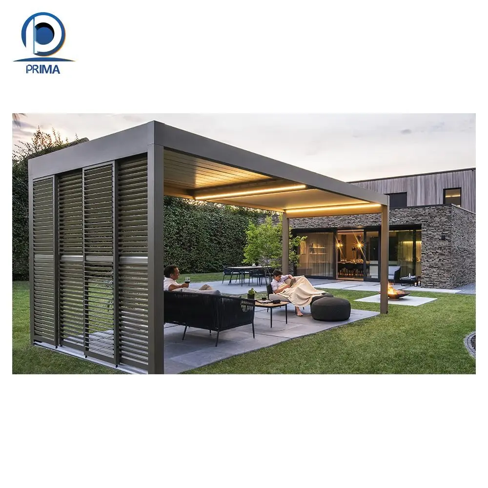 Orient Customized Comfortable Design Pavilion Bioclimatic Gazebos Waterproof Outdoor Waterproof Pergola Roof Ideas